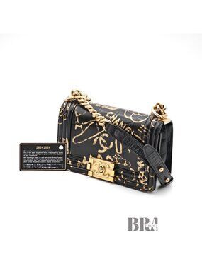 Chanel Boy Graffiti Shoulder Bag Flap Black